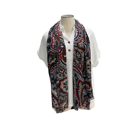 New York Paisley Print Scarf 70"x19" - Elegant Boho Chic Festival Wrap Colorful - Picture 3 of 8